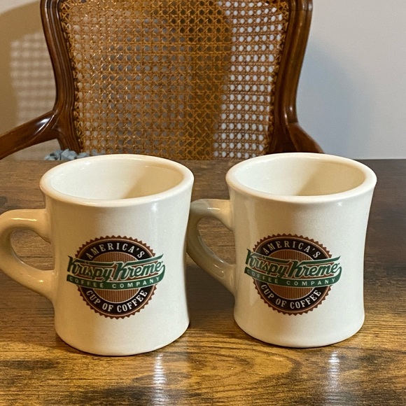 Pair Of Vintage Krispy Kreme Thick Heavy Ceramic Coffee Mug - Picture 3 of 9
